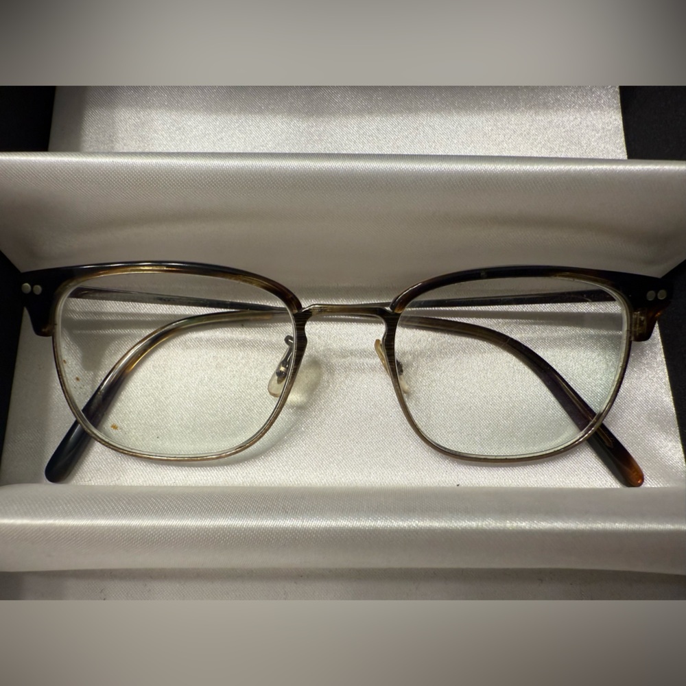 Oliver Peoples Brown and Gold Glasses